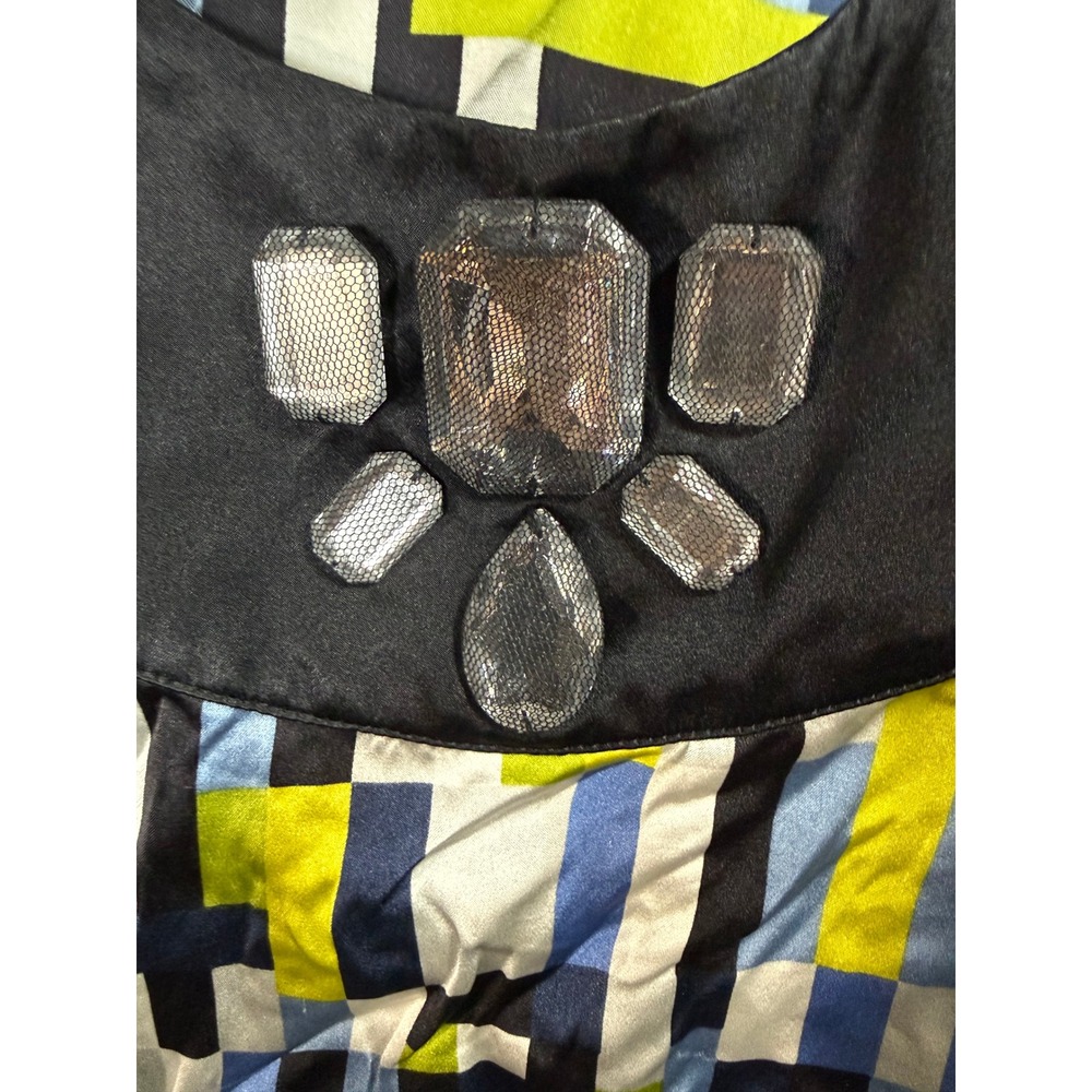 Nine West Woman 14W 100% Silk Geometric Jeweled Babydoll Top - Picture 5 of 9